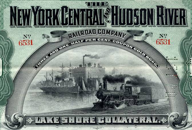 Morgan & Co. New York Central and Hudson River Railroad Company issued to J.P 