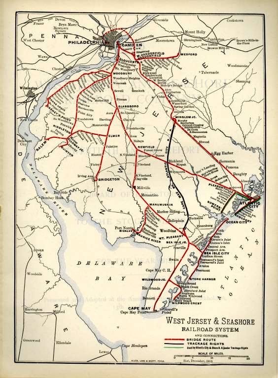 West Jersey and Seashore Railroad Annual Report SCARCE Color Map 1915 ...